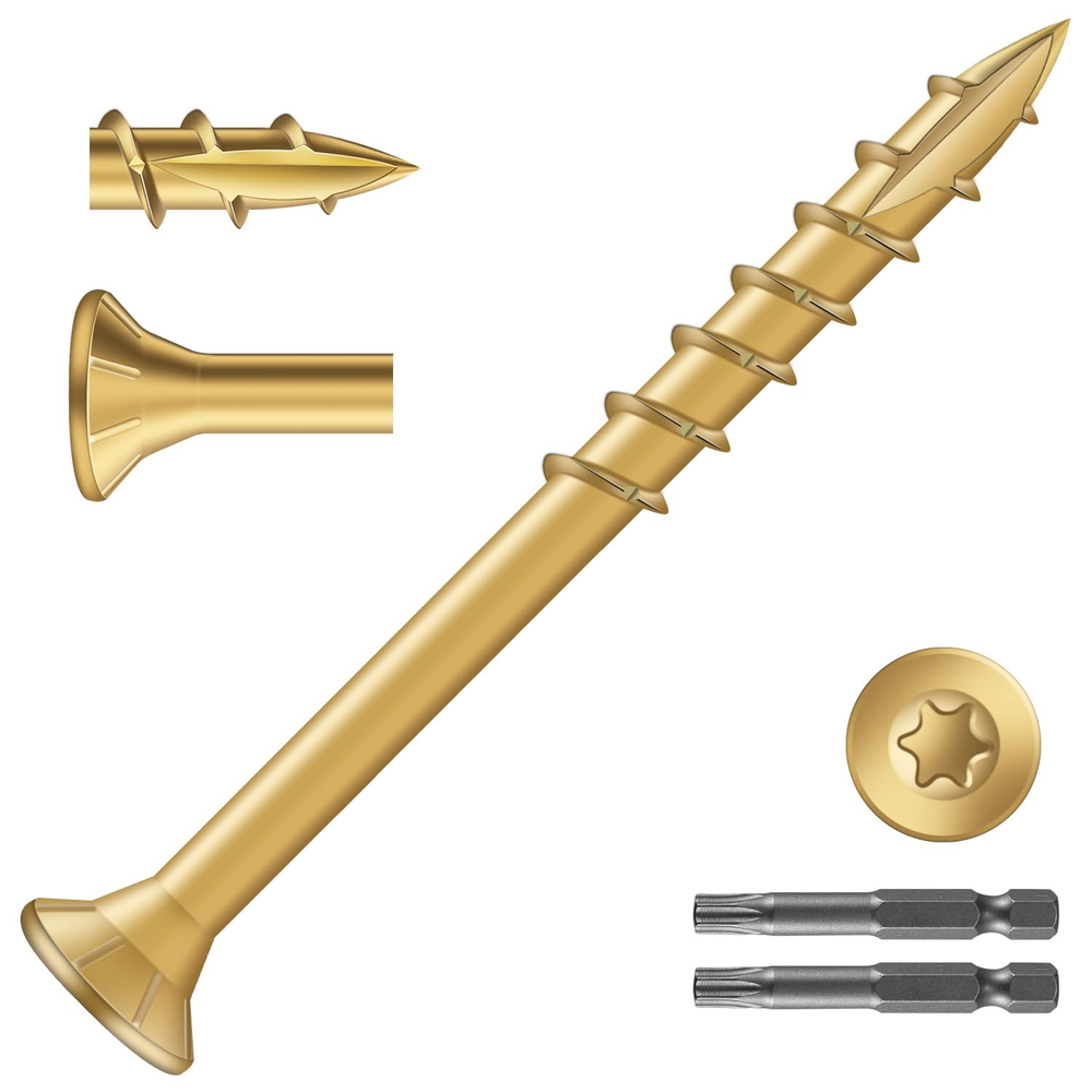 8x2 Inch Deck Screws 1275Pcs 10Lb Exterior Wood Screws Carbon Steel Tan Coated