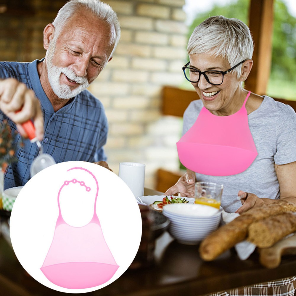 Waterproof Silicone Adult Feeding Bib - Washable Drip-Free Dining Apron  