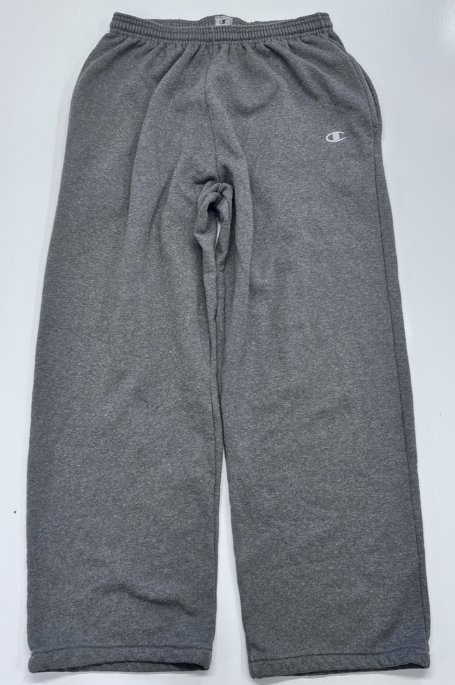 Vintage Champion Sweatpants Men XL Gray Fleece Open Bottom Y2K Streetwear