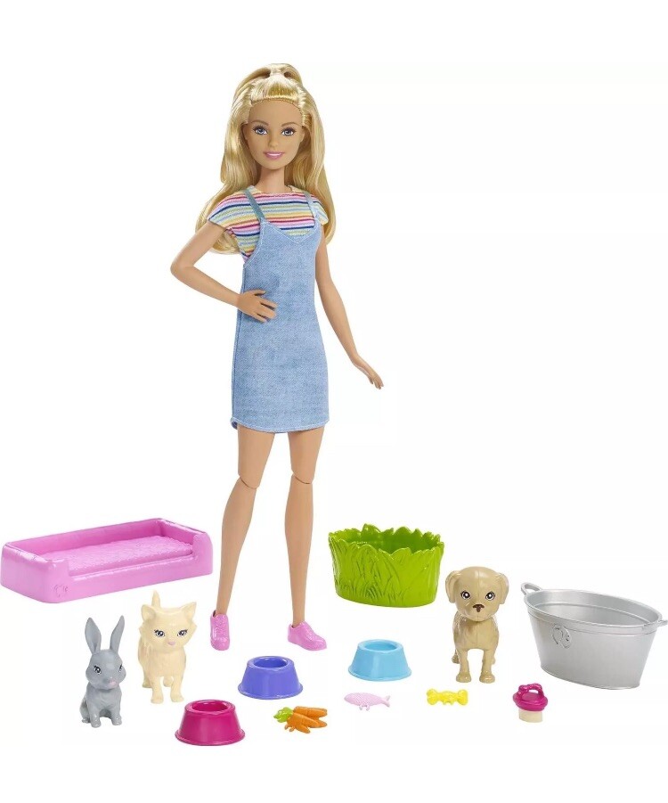 Barbie Play 'n Wash Pets Doll & Playset 3 Color-Change Animals Damaged Packaging