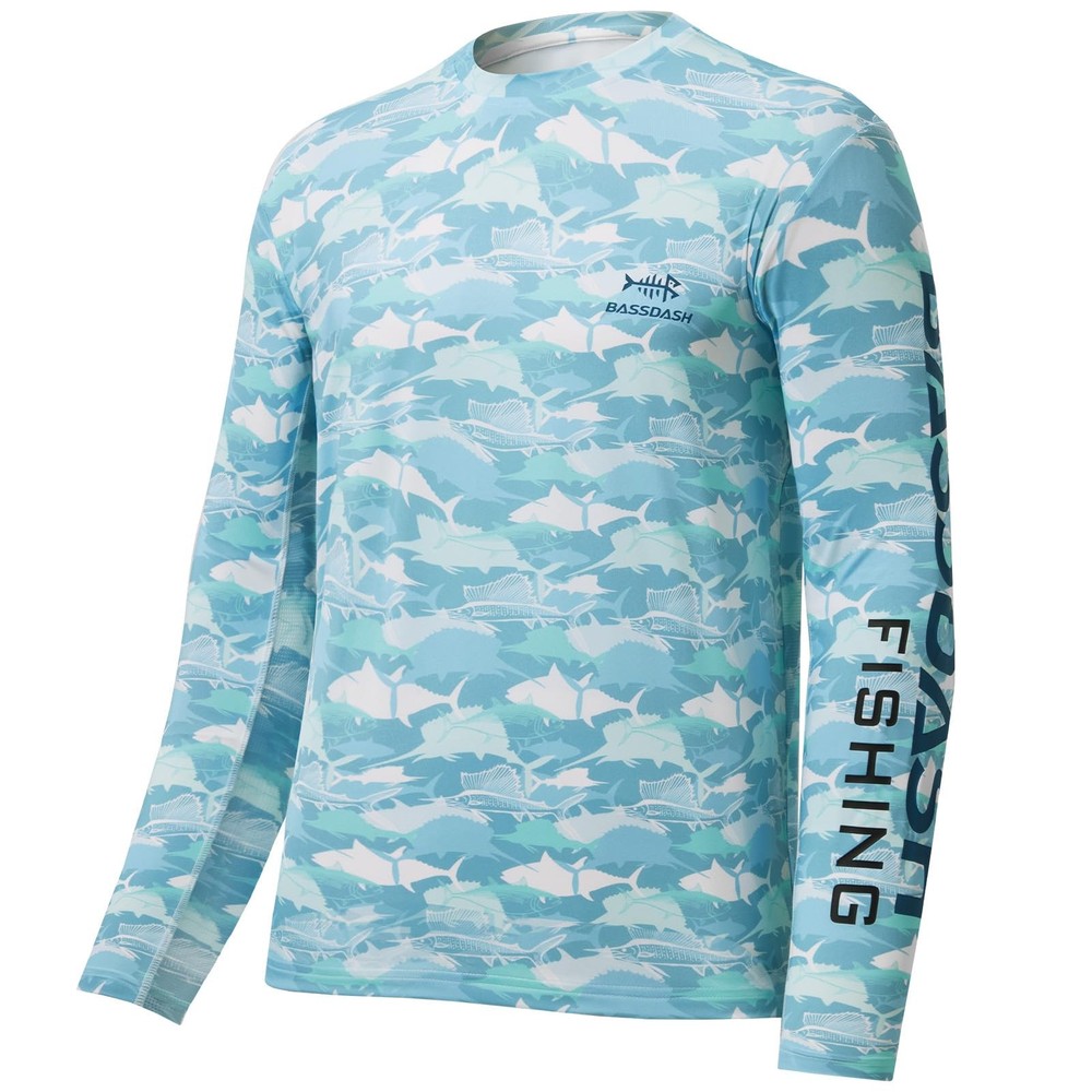 Men’s Camo Fishing Shirts UPF 50+ Long Sleeve Quick Dry Lightweight T-Shirts ...