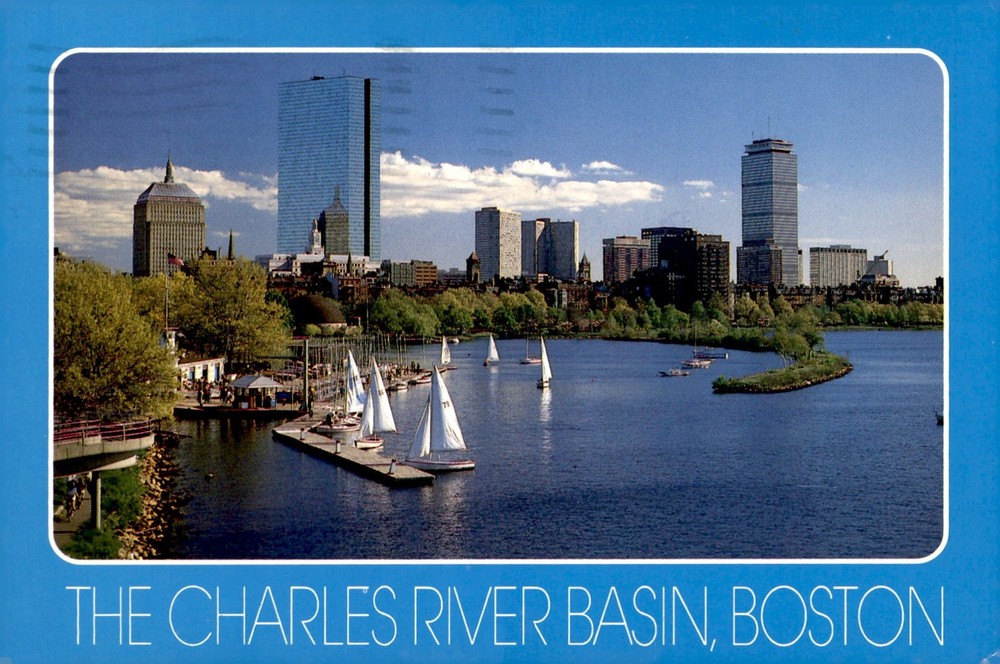 Charles River Basin & Back Bay Skyline, Boston 1979 Postcard