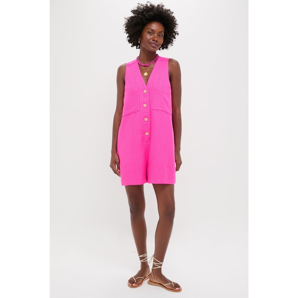 TUCKERNUCK Hot Pink Textured Myla Romper Size XL NWT Retail $128 Tuckernuck