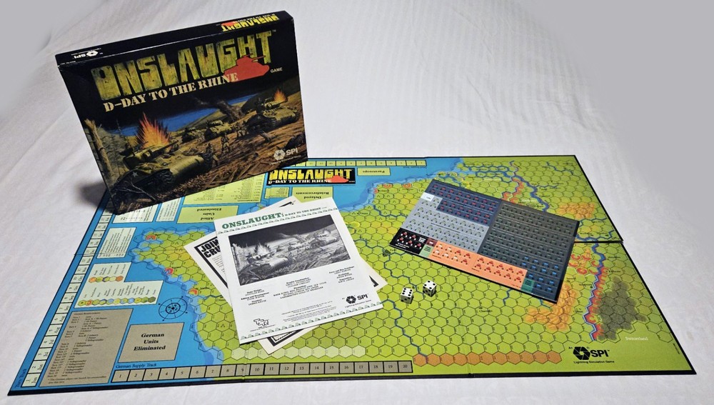 Onslaught: D-Day to the Rhine, 1987 SPI Board Game, Unpunched, Complete
