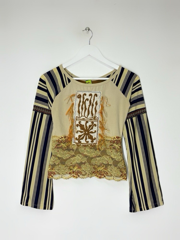 Save The Queen Avant Garde Top Long Sleeve Y2K Mesh JPG Style Size M