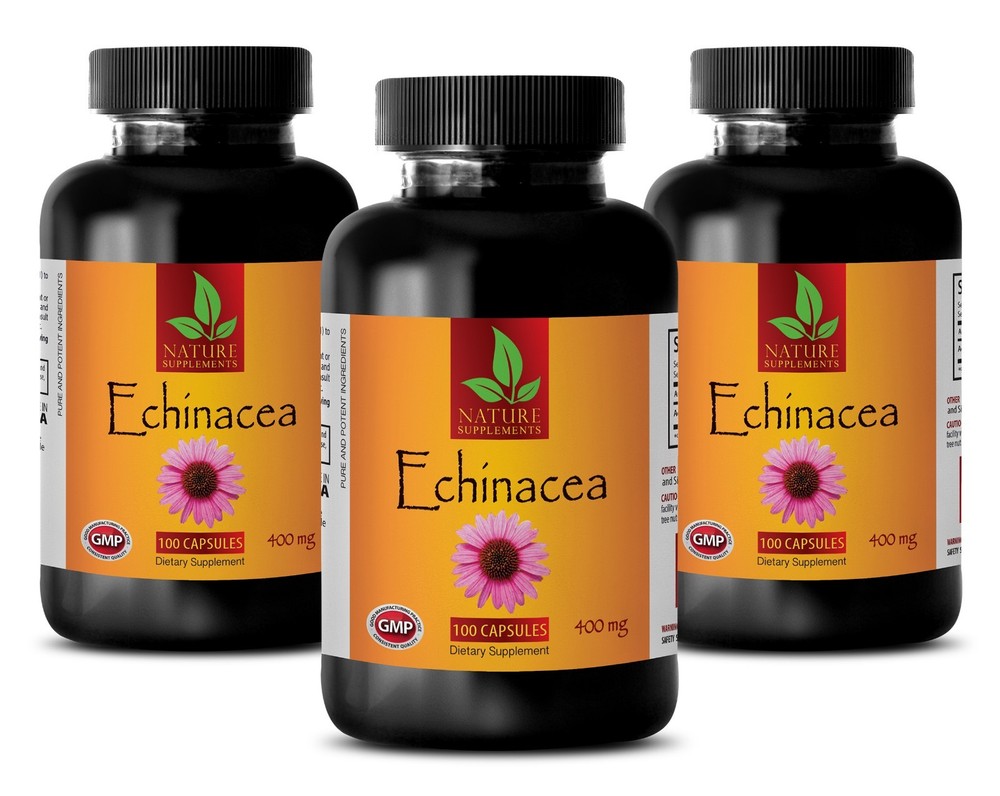 Echinacea Purpurea Herb Powder 400mg - Immune System Booster - 3 Bottles