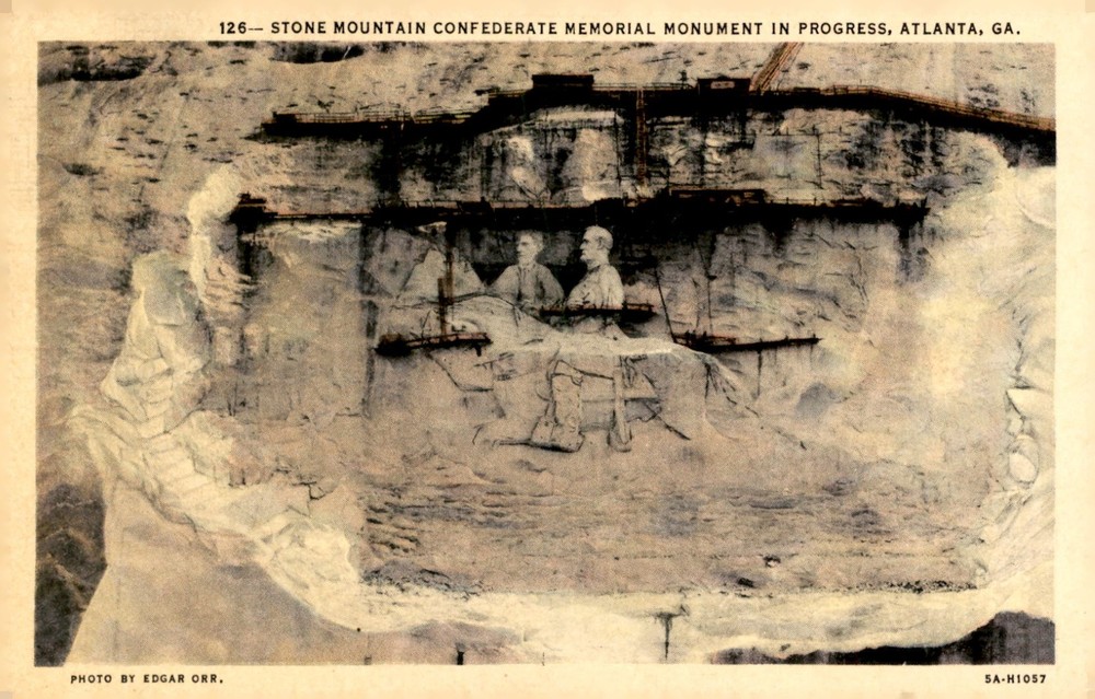 Stone Mountain Confederate Memorial Monument, Atlanta, 1945 Postcard
