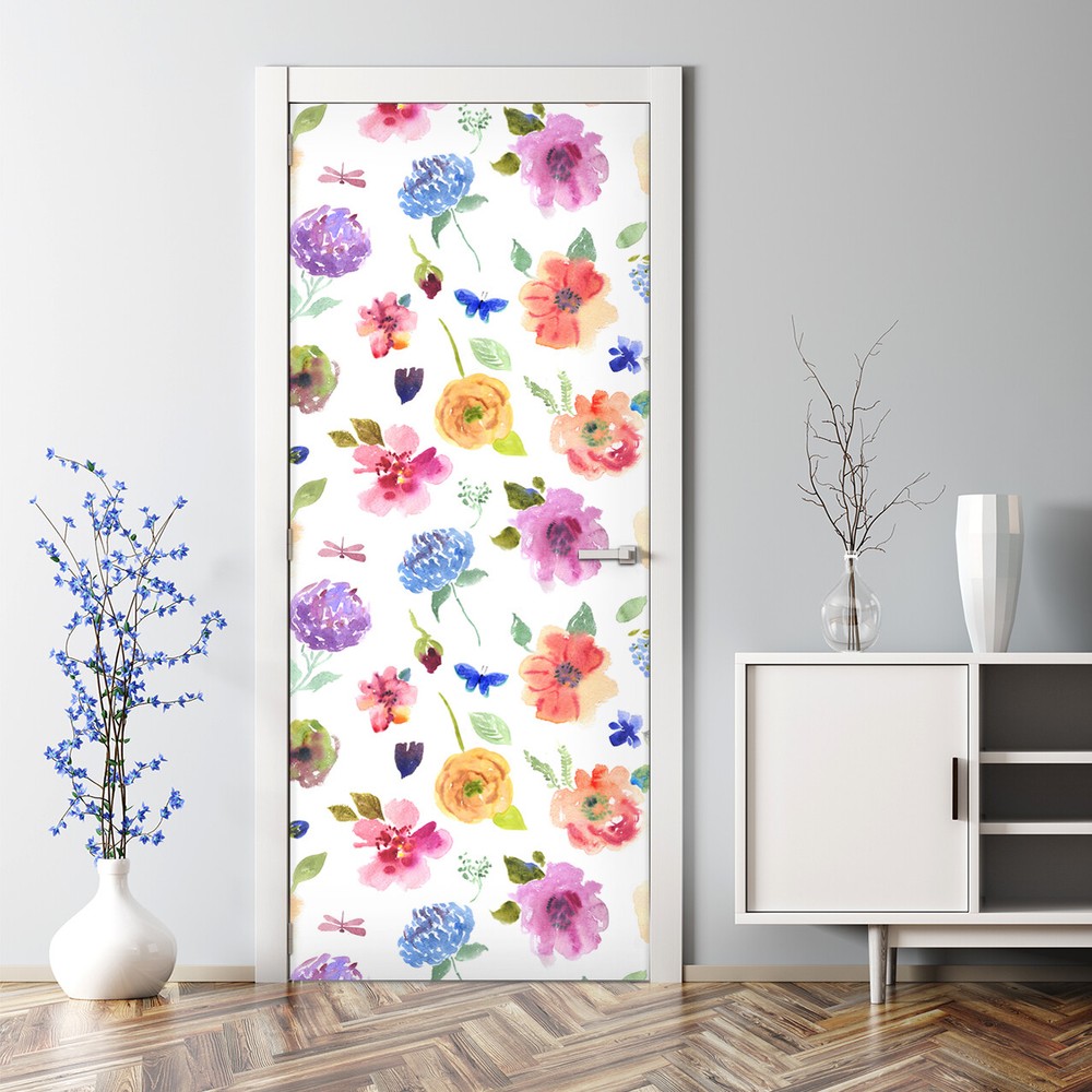 Summer Garden self adhesive Floral Decal Flowers Bubble Free Door sticker