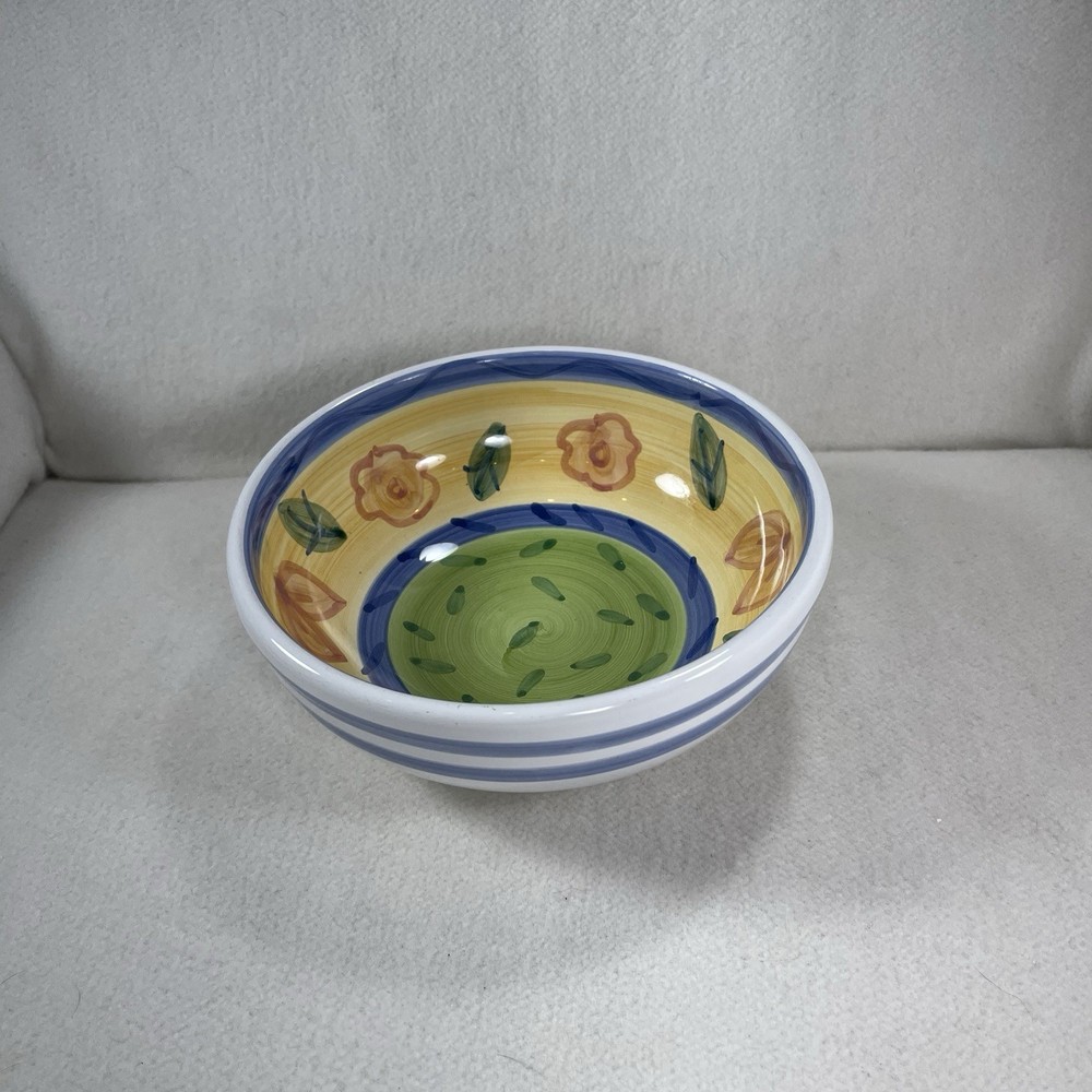 Cale’s Sorrento Hand Painted Floral All Purpose Stoneware Bowl Made In Italy 7”