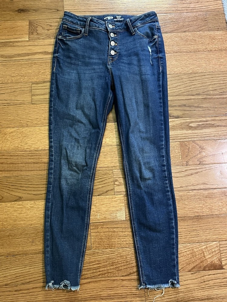 Old Navy Rockstar Super Skinny High Rise Jeans Dark Wash, Size 6 Button Fly