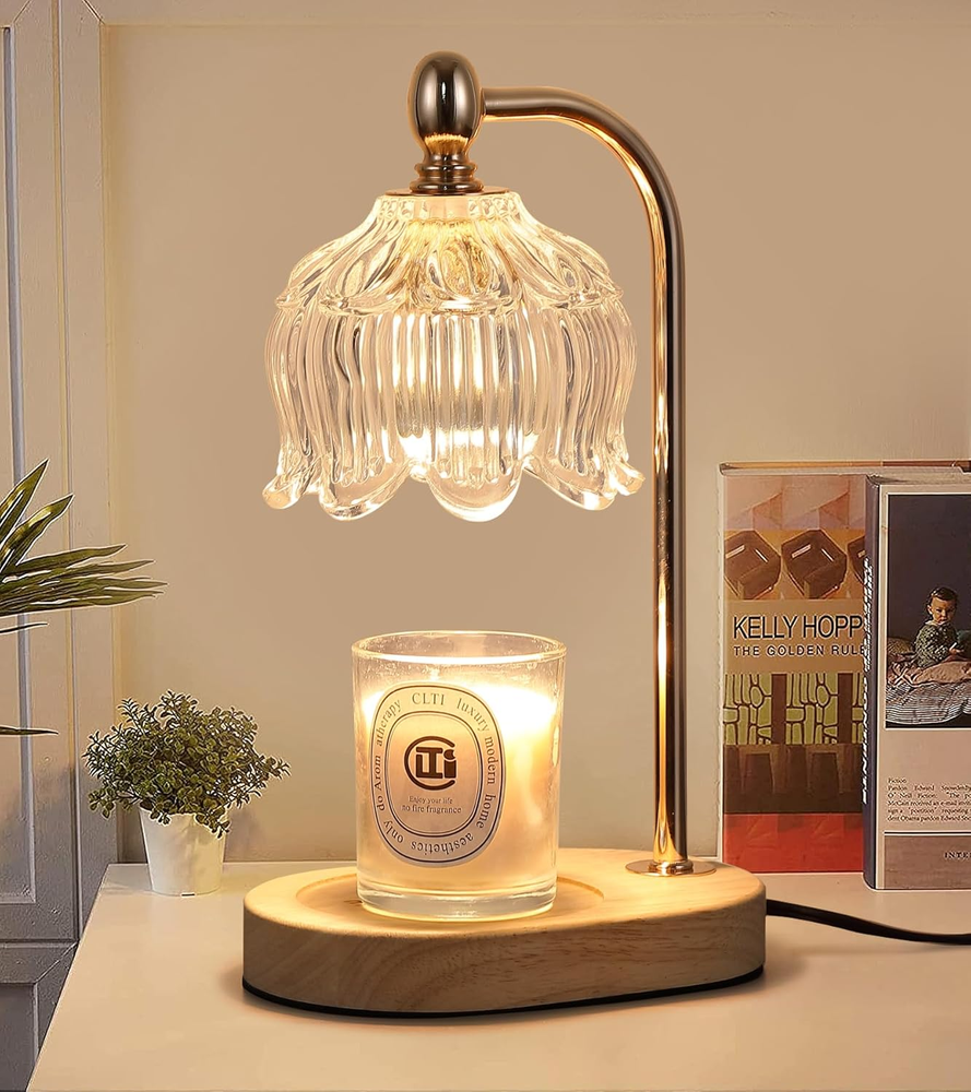 Gold Electric Candle Warmer Lamp with Timer Dimmer Light Feature as Gift