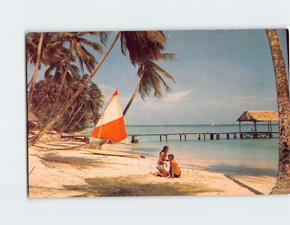 Postcard Beach Scene Pigeon Point Trinidad & Tobago