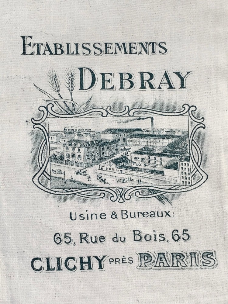 Antique Pasta Bag French linen cloth Factory sack c1910 sachet bag vintage text