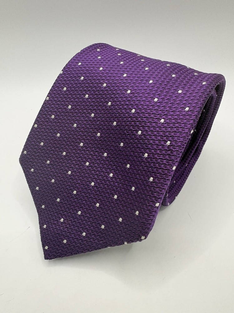 Turnbull & Asser Purple Polka Dot Silk Tie England 58x3.5 Designer Necktie