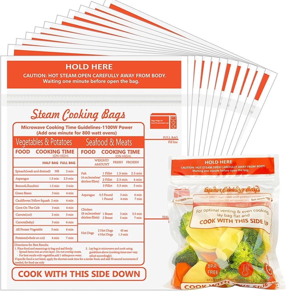 Microwave Steer Cooking Bags, 20 Pcs Zipper Ste Bags Reble,