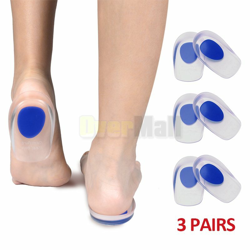 3Pair Gel Heel Cups Plantar Fasciitis Inserts Silicone Gel Heel Pads Bone Spur L