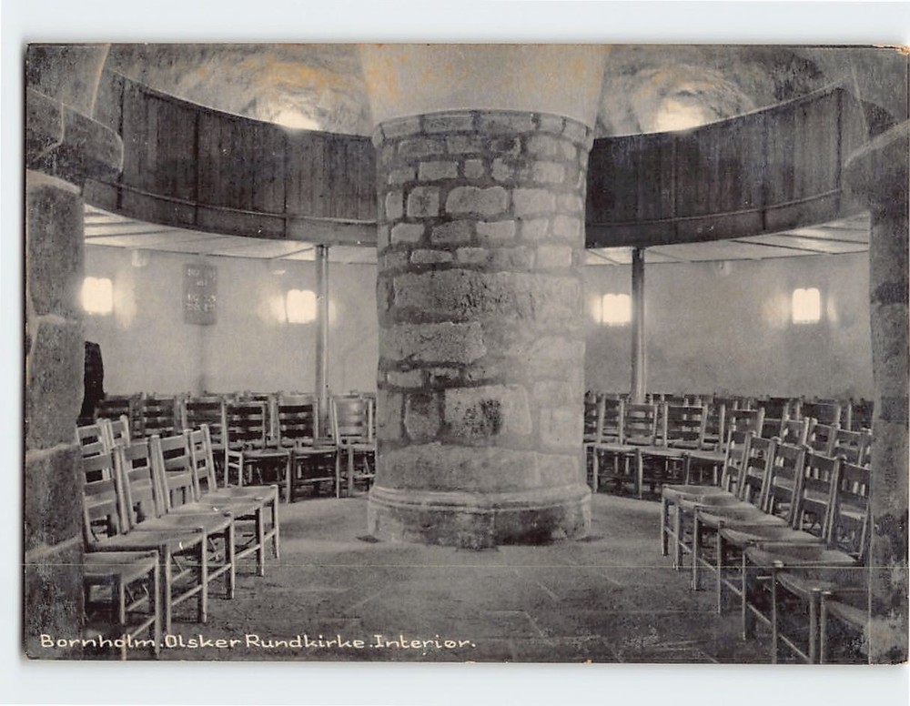 Postcard Interior Østerlars Church Bornholm Gudhjem Denmark
