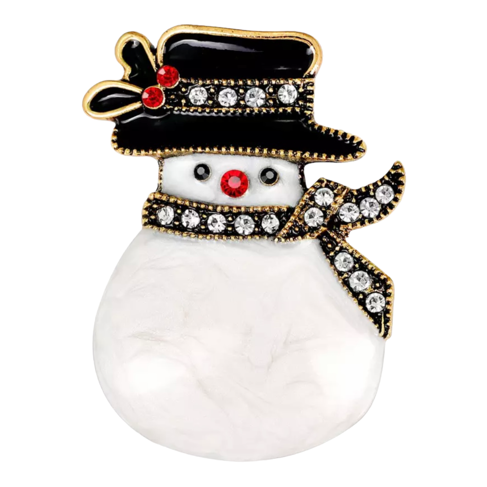 ZARD Snowmen Brooch with Scarf and Hat in Crystal Accent Christmas Holiday Pin-image