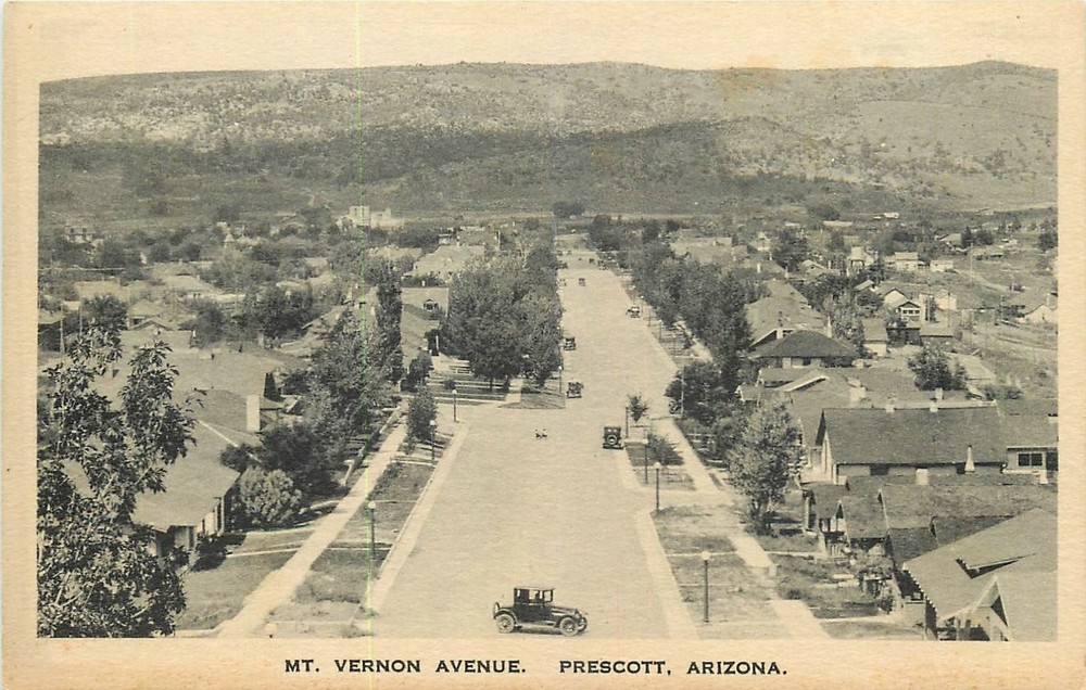 1920s Prescott Arizona Mt. Vernon Avenue Birdseye Albertype Postcard 26-2709