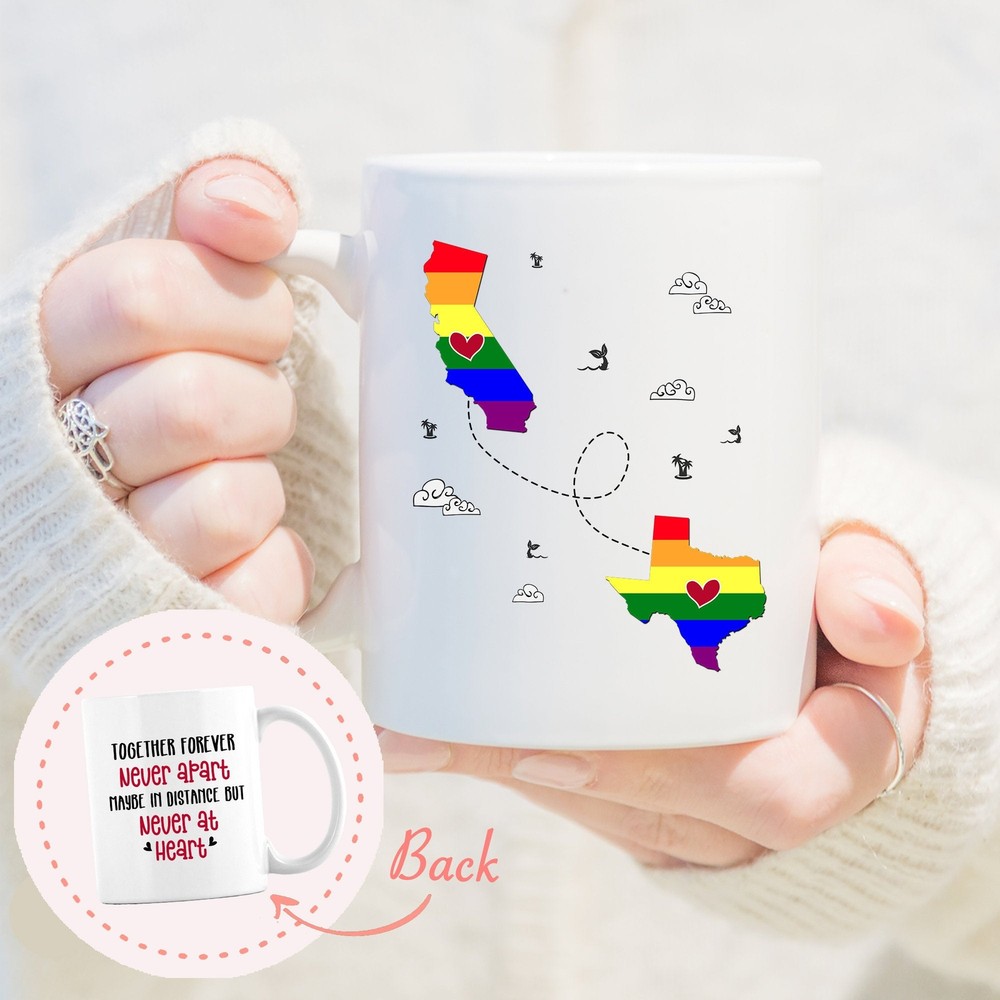 Gay Long Distance Custom Country Mug Gay Couples Mug Moving Away Gift Long