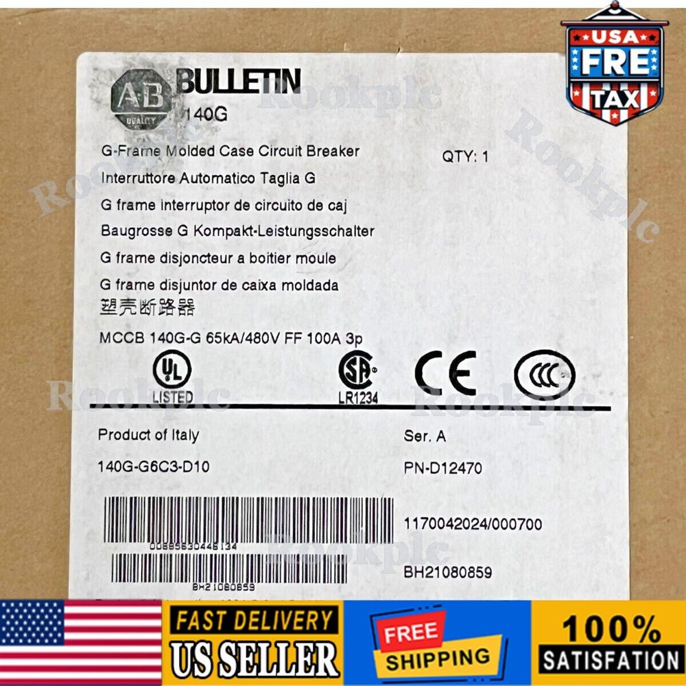 New Allen Bradley 140G-G6C3-D10 G-Frame Molded Case Circuit Breaker US Free Tax