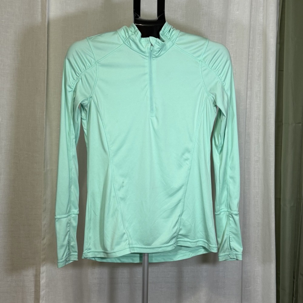 Danskin Now Women’s Mint Green Long Sleeve 1/4 Zip Activewear Top, Size S