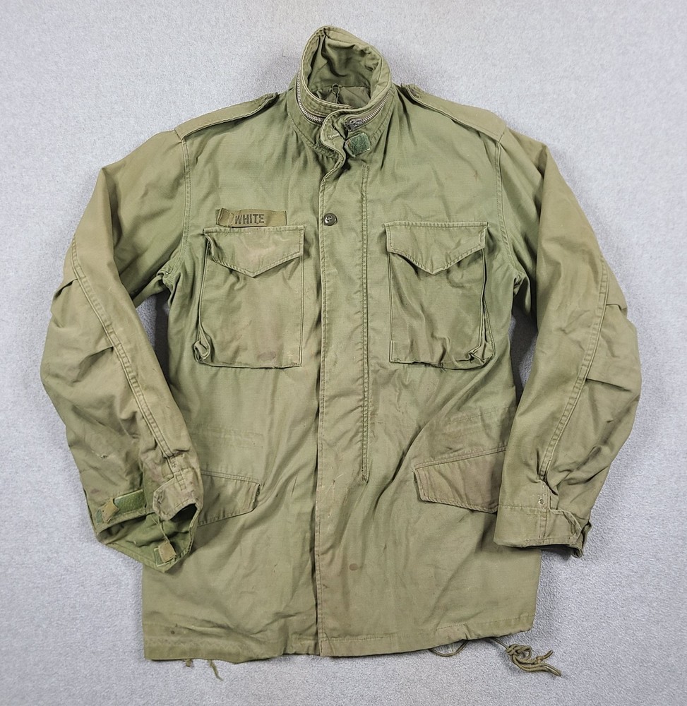 Vintage Field Jacket Military Sz Small Long 70s Distressed US Army M65 Jacket