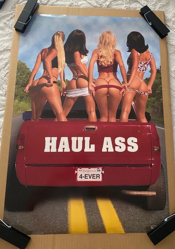 Haul Ass pickup truck 1990’s original vintage poster sexy girls