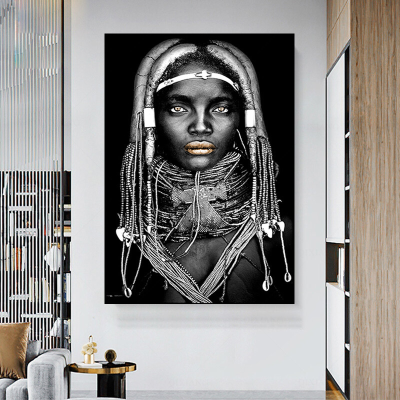 Canvas Painting African Art Black Woman Canvas Wall Art Poster Print Art Picture
