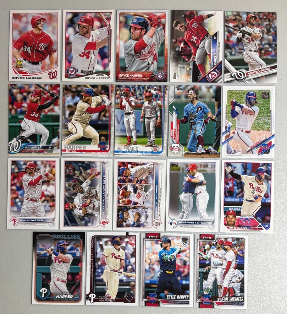 Harper, Bryce instant collection run 19 different card Topps lot 2013 - 2026