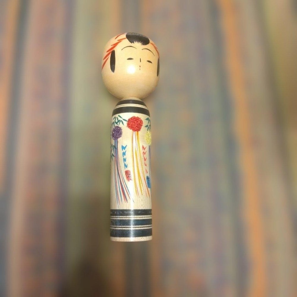 Kokeshi Doll Sendai Tanabata Bamboo Pattern Traditional Local Toy Decor