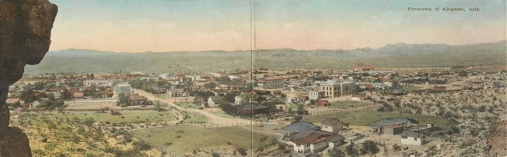 1920s Kingman Arizona Watkins  Panorama Bi-Fold Postcard 26-3640