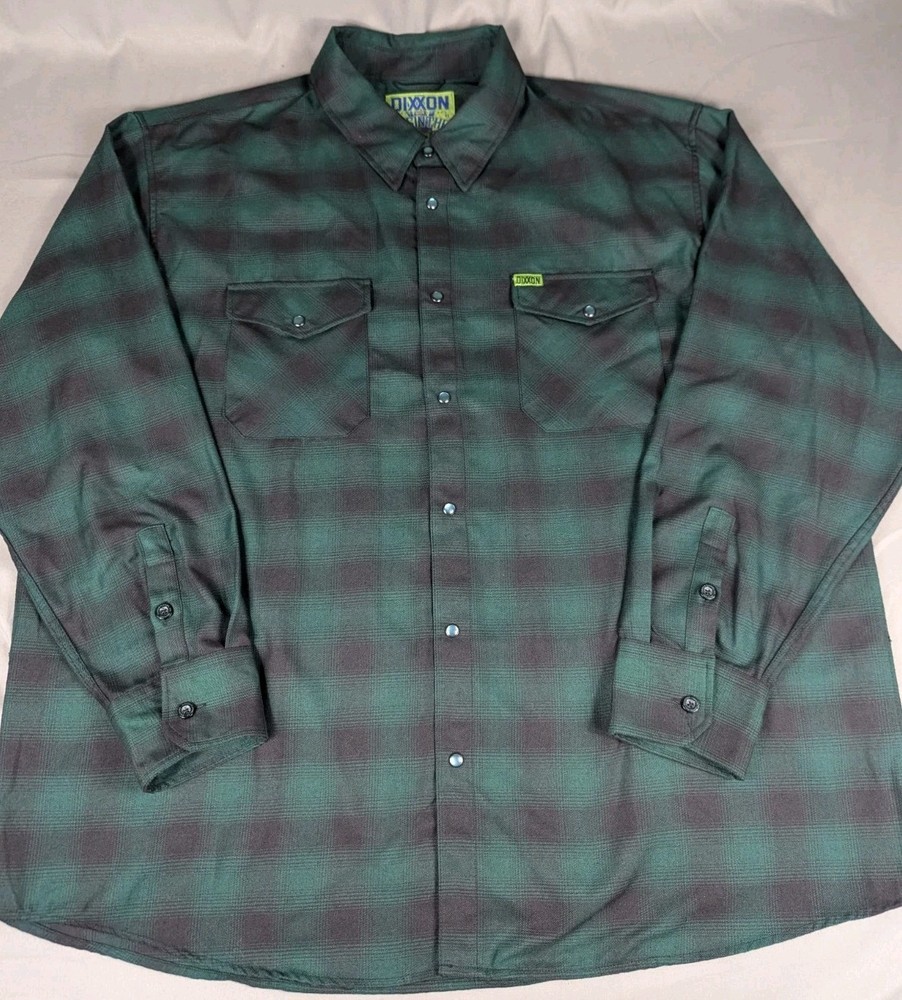 Dixxon Absinthe Flannel Shirt Mens XXXXL Green Long Sleeve Pearl Snap-image