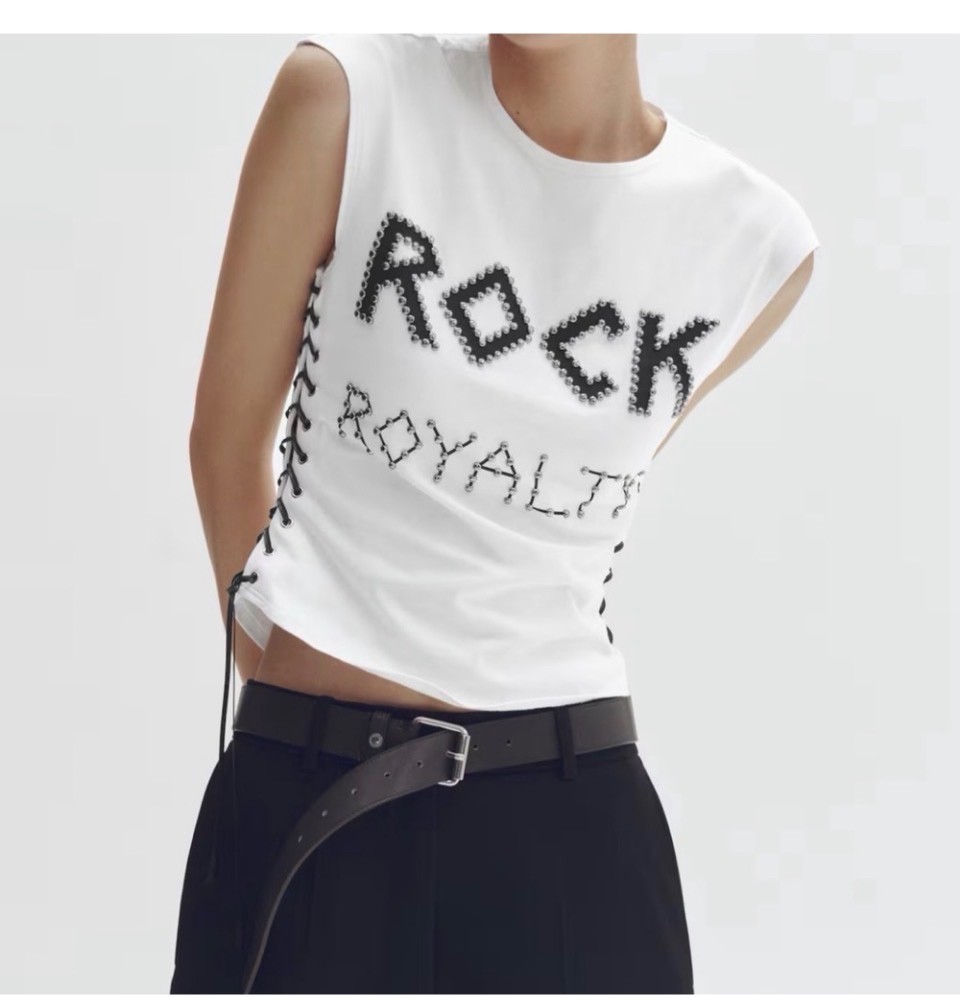 Stella McCartney X H&M Rock Royalty Lace-up Studded Top T-Shirt Large