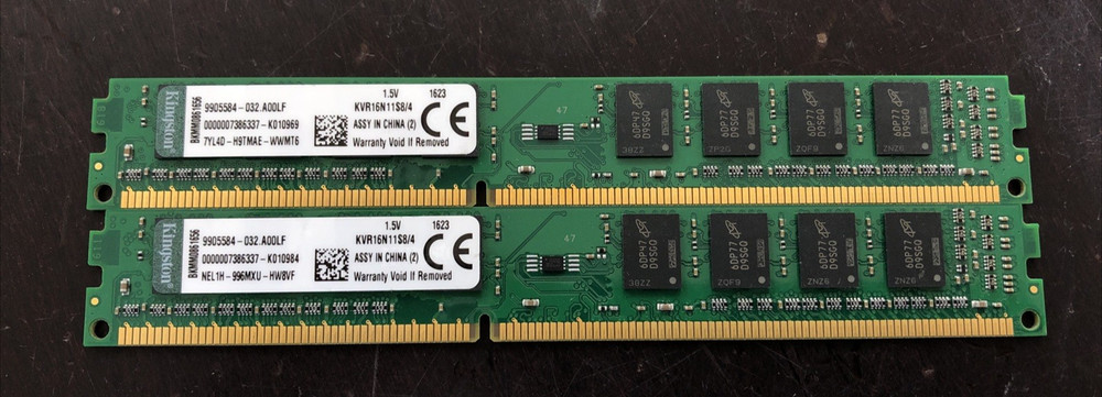 Kingston 8GB (2x4GB) 1Rx8 PC3-12800U DDR3 LOW PROFILE Desktop RAM KVR16N11S8/4