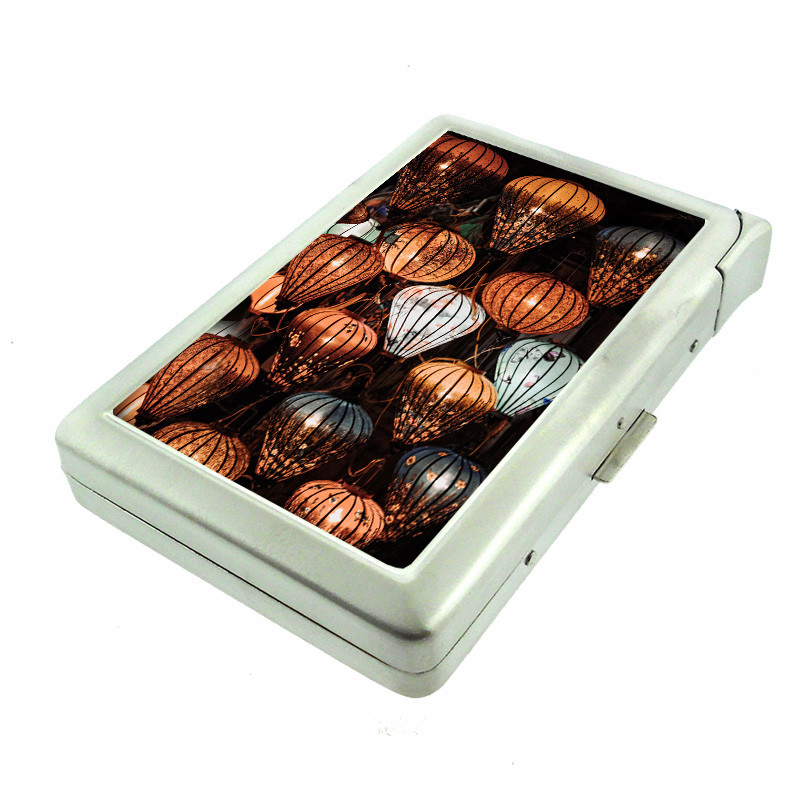 Abstract Design EM3 100s Cigarette Case Wallet with Built-In Lighter-image