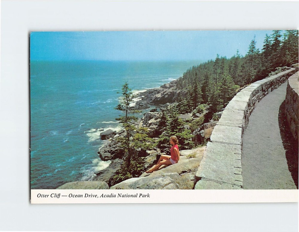 Postcard Otter Cliff Ocean Drive Acadia National Park Bar Harbor Maine-image