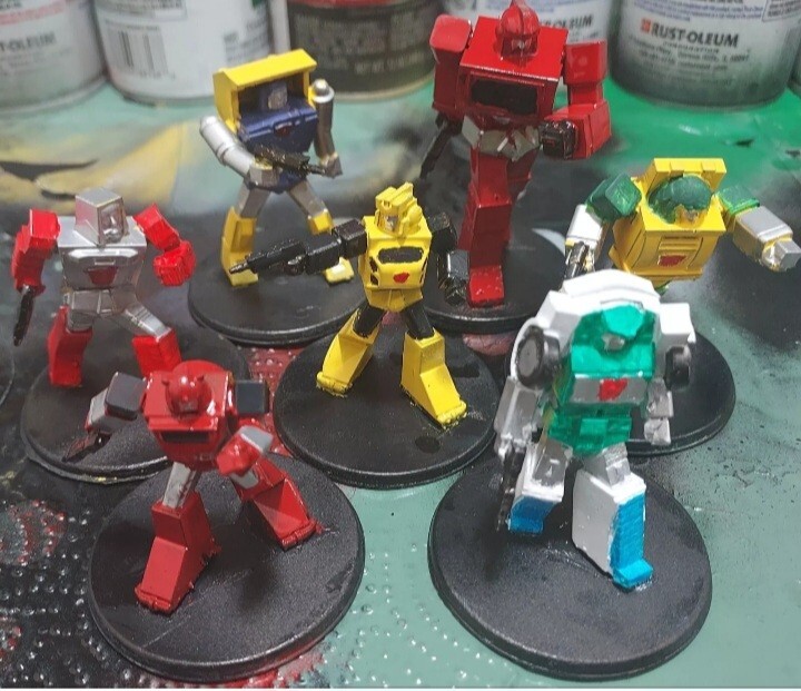 Transformers Miniatures Set Of 7 at 1:64 Scale UNPAINTED for RPG Light assembly