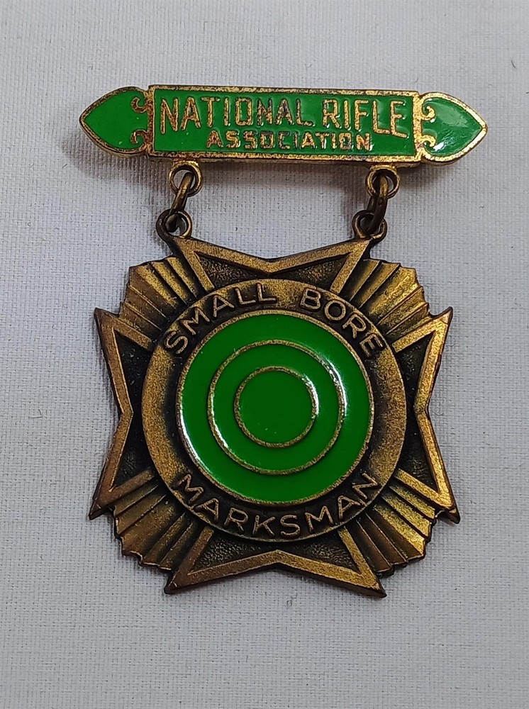 Vintage Enamel National Rifle Association Small Bore Marksman Badge Medal NRA