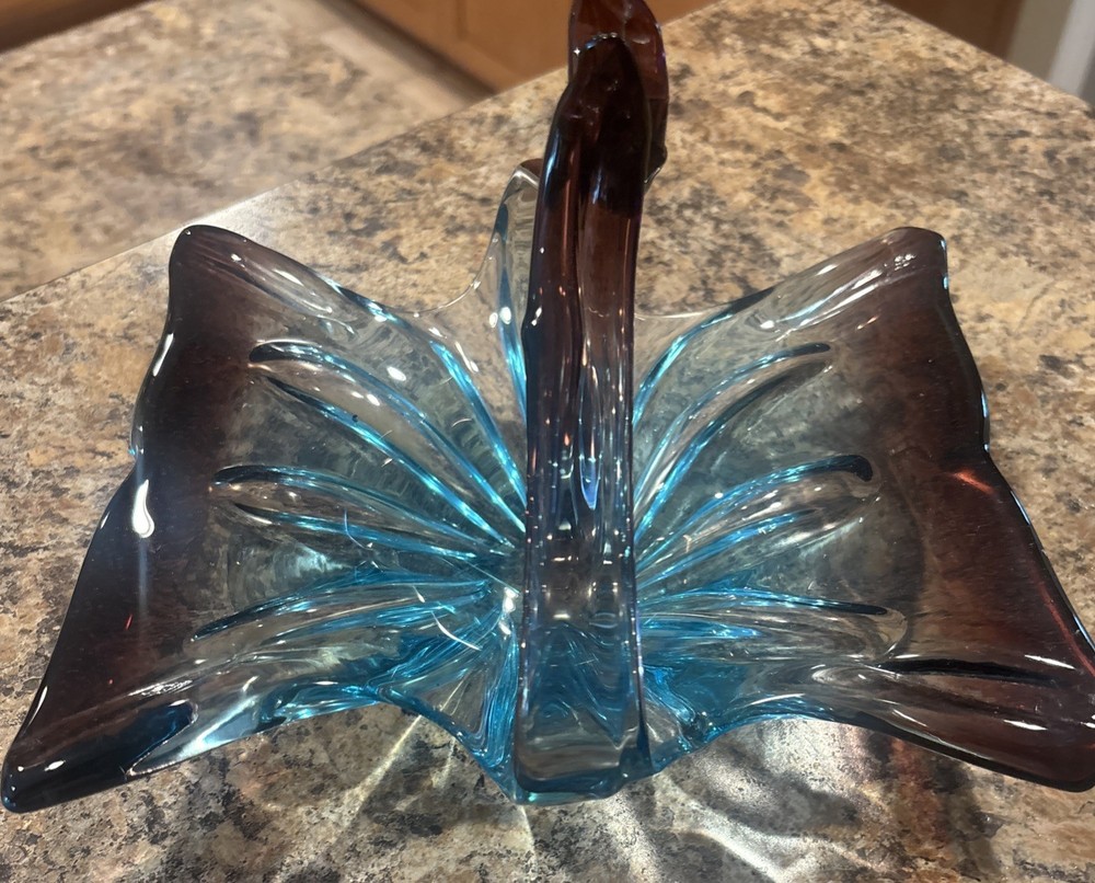 Beautiful Blue And Purple Murano Glass Bowl