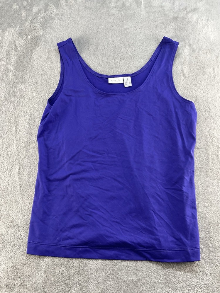 Chico's Tank Top Womens 1M Purple Sleeveless Scoop Neck Active