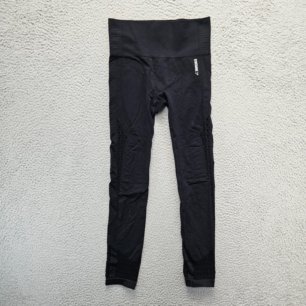 Gymshark Womens Black Seamless Workout Leggings Size 26 Athletic Fit