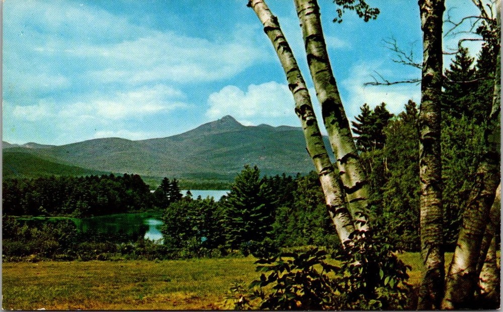Mount Chocorua New Hampshire Vintage Plastichrome Postcard Lake & Mountain NH