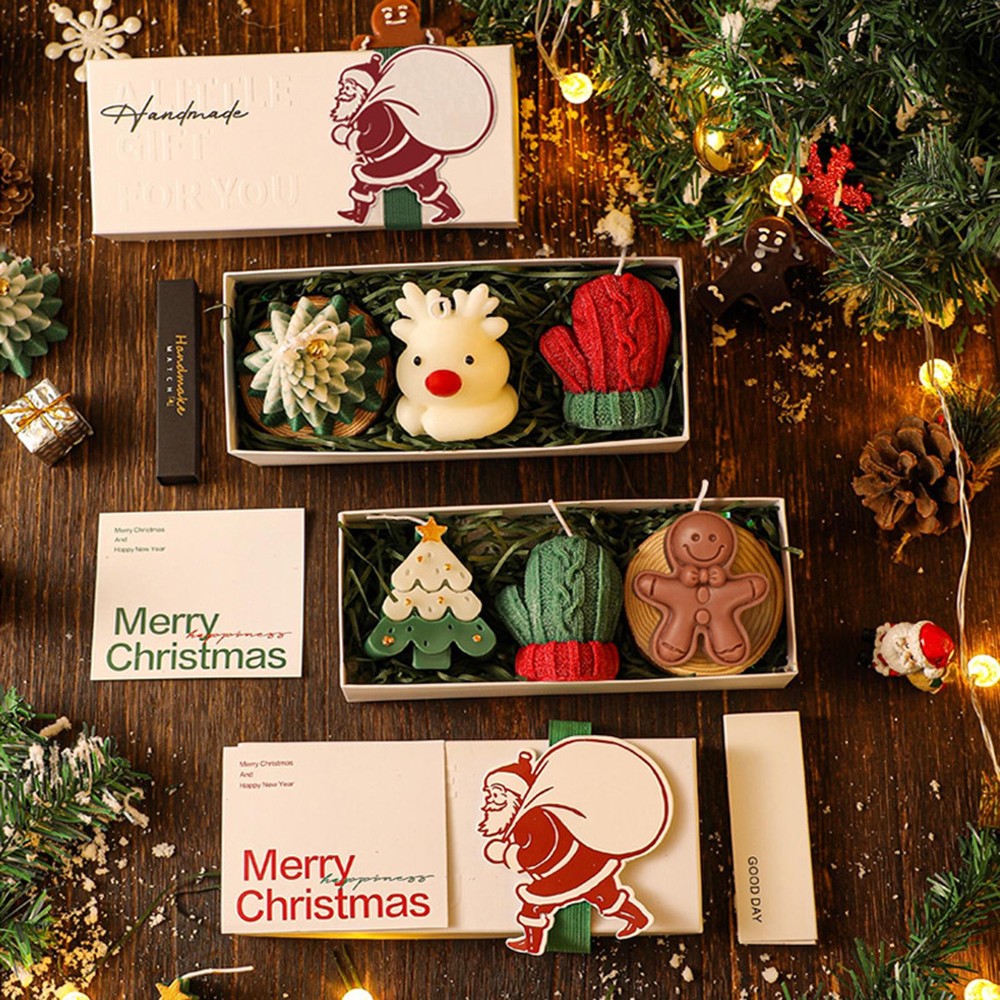 1 Set Christmas Candles Soy Wax Xmas Candles For Home Scented Winter Holiday