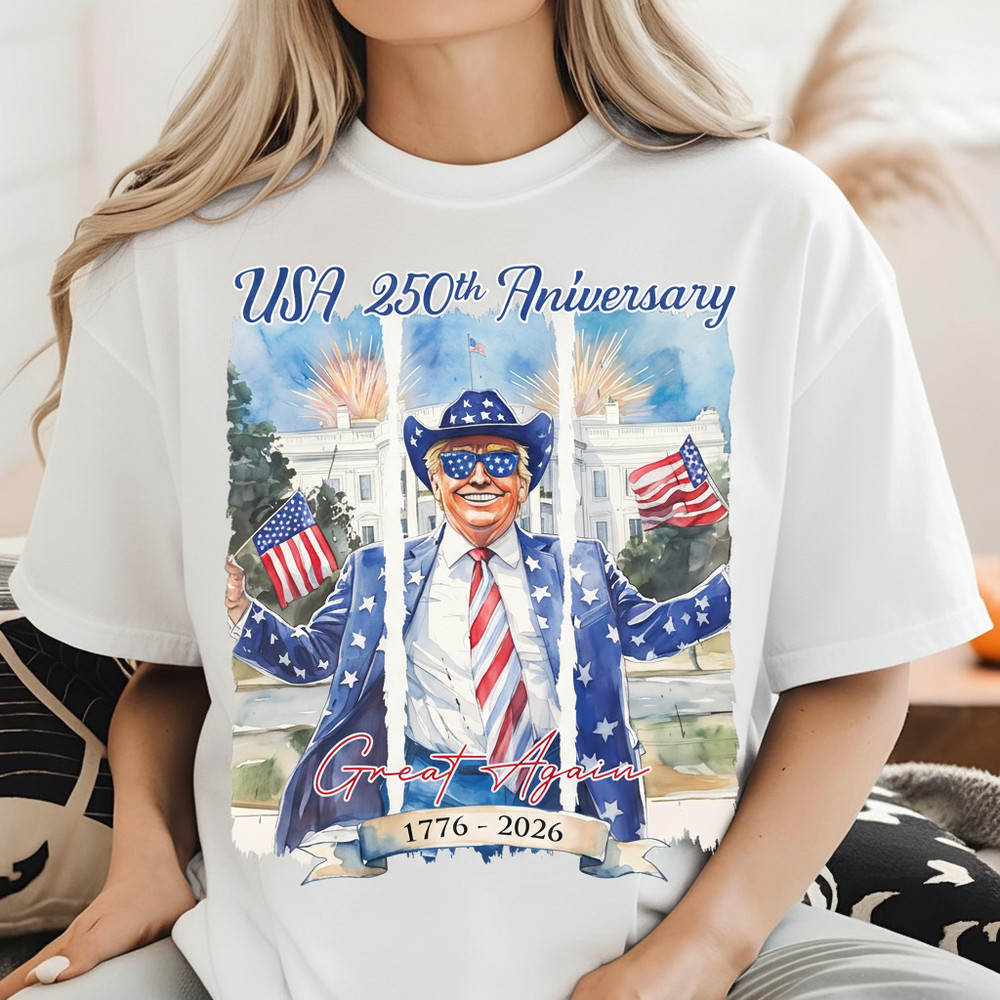 USA 250th Anniversary Trump Shirt 1776 2026 Great Again Fireworks Independence