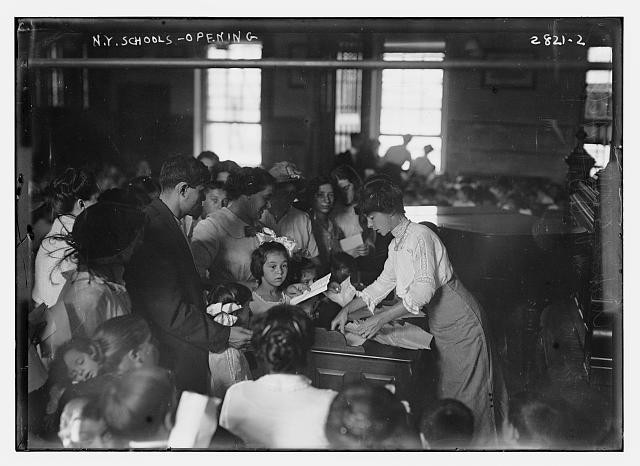 Photo:N.Y. schools opening,New York,1910-1915,children,women,man,Education