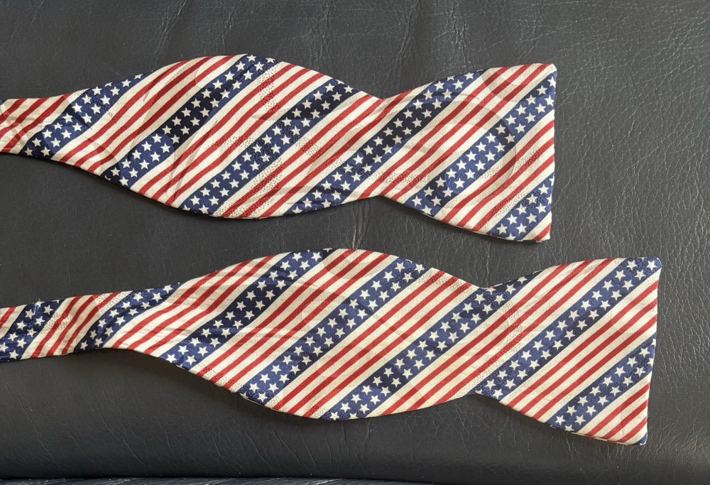 Silk Adjustable Bow Tie PATRIOTIC 4th JULY RED WHITE BLUE  Beau Ties Of Vermont