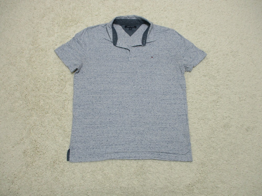 Tommy Hilfiger Polo Shirt Large Adult Blue Casual Logo Rugby Golf Stretch Mens L