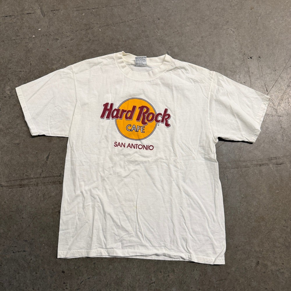 Hard Rock Cafe San Antonio T-Shirt Mens Large White Vintage Graphic Made in USA