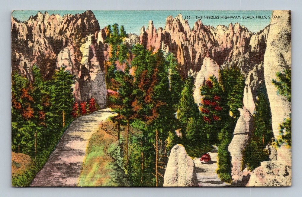 Vintage Linen Postcard The Needles Highway Black Hills South Dakota